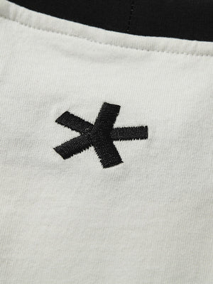 Gestreiftes Raglan T-Shirt – Off-White, Sternchen-Stickerei auf dem Rücken | XoKool