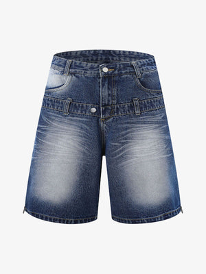 Distressed Washed Workwear Denim Shirt And Jorts Set - thumbnail 4