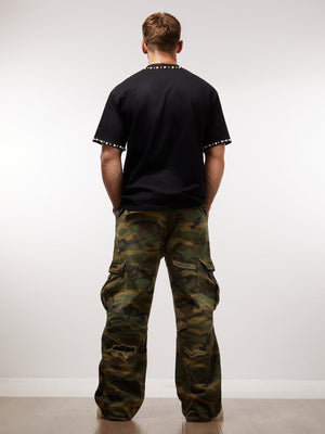T-Shirt mit Perlen-Schriftzug – am Model, Rückansicht | XoKool
