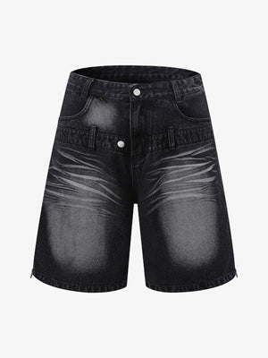 Distressed Washed Workwear Denim Shirt And Jorts Set - thumbnail 15