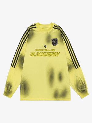 Spray Dyed Longsleeve im Football-Trikot-Look – Zitronengelb, Vorderansicht | XoKool
