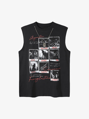 Graphic Rock Singer Print Metal Tag Vest - thumbnail 1