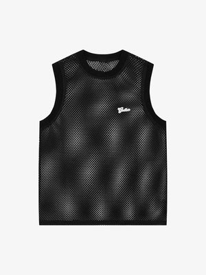 Hollow Sports Mesh Embroidered Letters Vest - thumbnail 1
