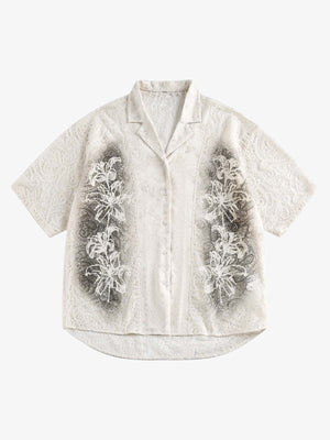 Exquisite Floral Embroidered Short-Sleeve Shirt - thumbnail 1