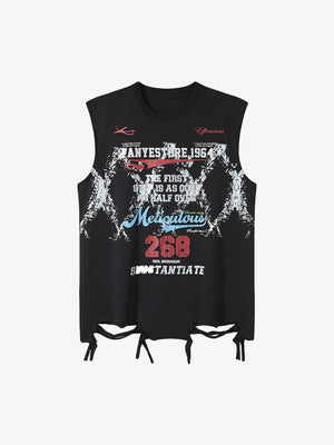 Retro Tattered Print Vest - thumbnail 2
