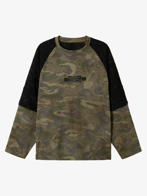 Olive Camo Raglan Longsleeve mit 7 Print hinten – Olive Camo, Vorderansicht | XoKool