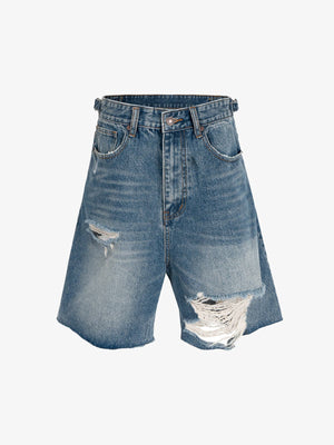 Jorts azules rotos con hebillas laterales – Azul, vista frontal | XoKool
