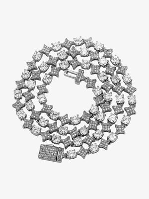 Star Link Tennis Chain Halskette – Silber, aufgerollte Halskette | XoKool