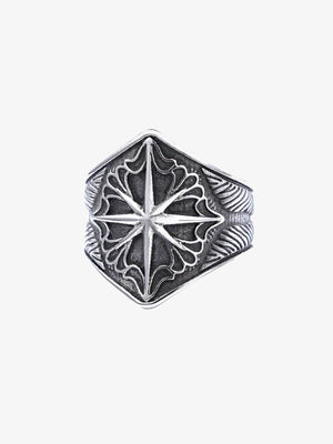 Compass Star Gothic Siegelring – Silber, Vorderansicht | XoKool