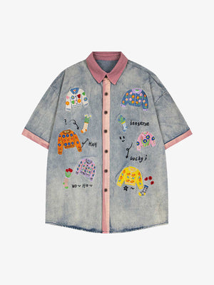 Embroidered Patch Denim Shirt - thumbnail 1