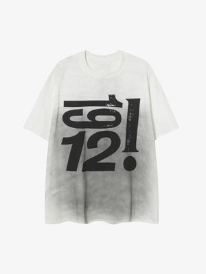 Dirty Wash Number Graphic Tee – Washed White, front view | XoKool