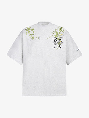 Floral Embroidered Oversized Short Sleeve T-Shirt - thumbnail 1