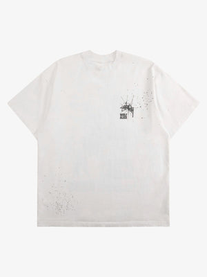 Weißes T-Shirt mit Farbspritzern und Back Print – Vorderansicht | XoKool