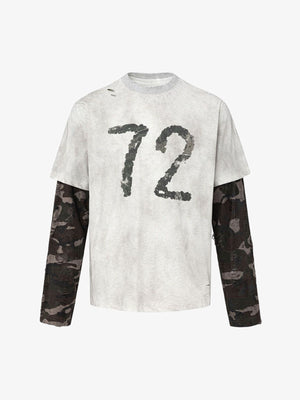 Camo Longsleeve im Layered-Look mit 72-Print – Grau, Vorderansicht | XoKool