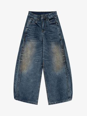 Vintage Blue Dirty Wash Barrel Jeans – Vintage Blue, front view | XoKool