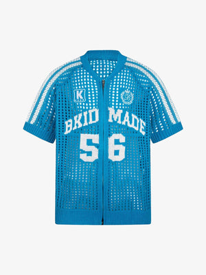 Mesh Zip-Up Sports Jersey Short Sleeve Shirt - thumbnail 1