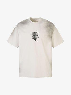 Heavy Cotton Washed Cross Shield Print T-shirt - thumbnail 1