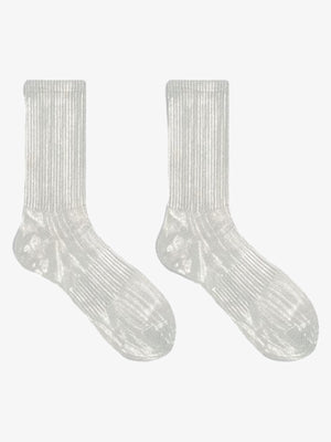 Faded Tie Dye Ribbed Crew Socks – Light grey, pair flat | XoKool