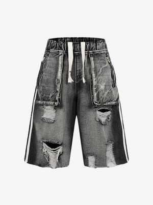 Distressed Cargo Denim Shorts - thumbnail 1