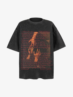 Washed Graphic Crew Neck T-Shirt - thumbnail 1