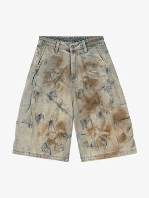 Rust Tie Dye Wide Leg Jorts – Rust Dirty Wash, Vorderansicht | XoKool