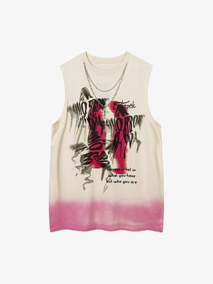 Street Necklace Graffiti Spray-Painted Vest - thumbnail 1