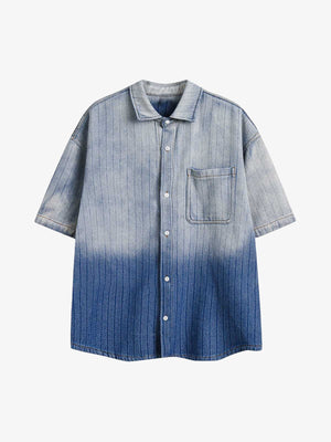 Gradient Denim Short-Sleeve Shirt - thumbnail 1
