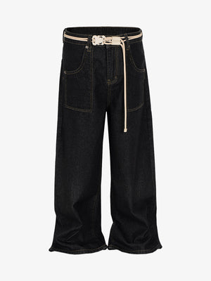 Cleanfit Buckle Belt Baggy Jeans - thumbnail 1