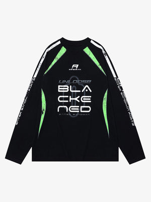 Oversized Longsleeve Racing Jersey T-Shirt – Schwarz, Vorderansicht | XoKool