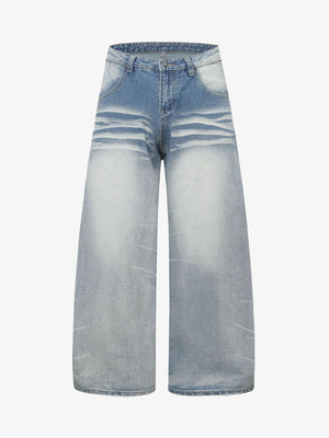 Light Wash Wide Leg Jeans with Whiskering – Light Blue, front view | XoKool