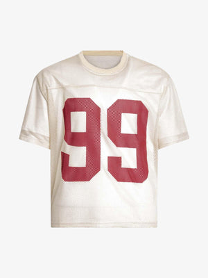 Cropped Mesh Football Trikot mit 99 Print – Creme, Vorderansicht | XoKool