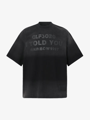 Dip Dye Ombre T-Shirt with Puff Lettering – Black, front view | XoKool