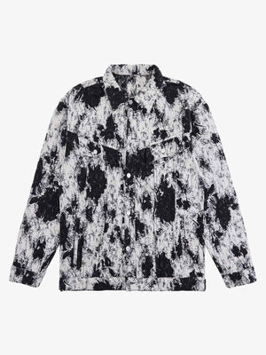 Black And White Contrast Floral Denim Jacket - thumbnail 1