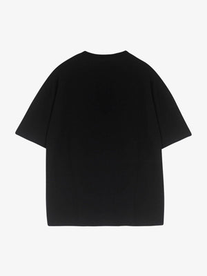 Boxy Graphic Tee with Blurred Letter Print – Black, back | XoKool