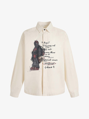 Graphic Portrait Print Long-Sleeve Shirt - thumbnail 1