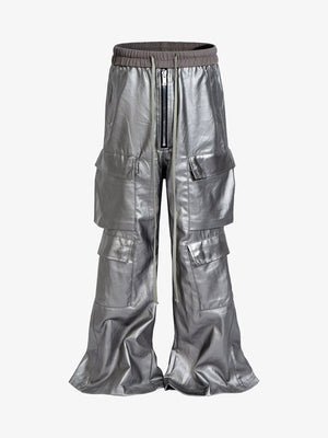 RO Style Matte Coated Leather Baggy Trousers - thumbnail 1