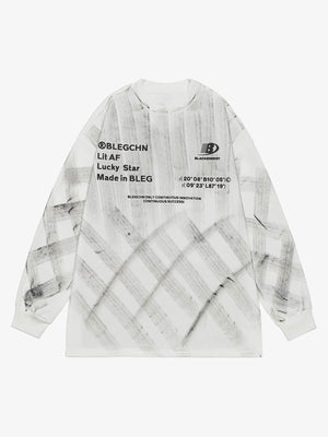 Weißes Longsleeve mit Pinselstrich-Print – Weiß, Vorderansicht | XoKool