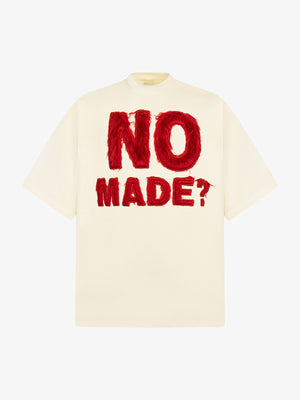 Schweres Boxy T-Shirt mit flauschigen Buchstaben – Creme, Vorderansicht | XoKool