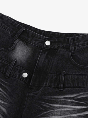 Distressed Washed Workwear Denim Shirt And Jorts Set - thumbnail 22