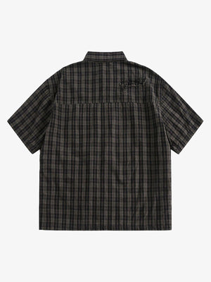 Distressed Plaid Short-Sleeve Shirt - thumbnail 2