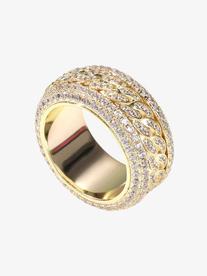 Iced spinner ring – Gold, angled view | XoKool