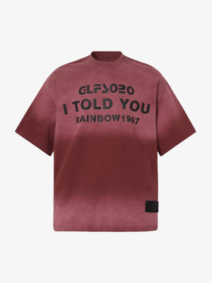 Dip Dye Ombre T-Shirt with Puff Lettering – Burgundy, front view | XoKool