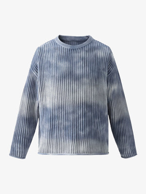 Gradient Ombre Knit Crew Neck Sweater - thumbnail 1