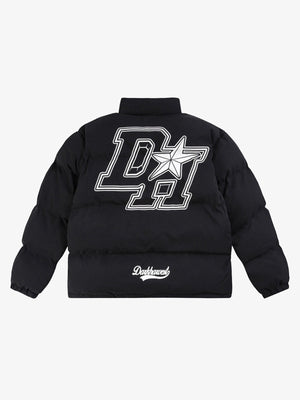 Pufferjacke mit Letter-Print – Schwarz, Rückseite | XoKool