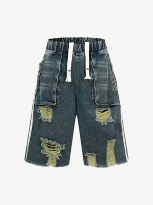 Distressed Cargo Denim Shorts - thumbnail 2