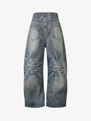 Vintage Blue Horseshoe Jeans with Twisted Seams – back view | XoKool