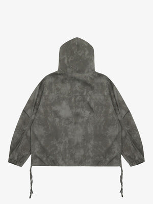 Waffelstruktur Anorak Pullover mit Kapuze – Olivgrau, Rückansicht | XoKool