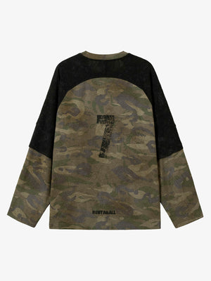 Olive Camo Raglan Longsleeve mit 7 Print hinten – Rückansicht | XoKool