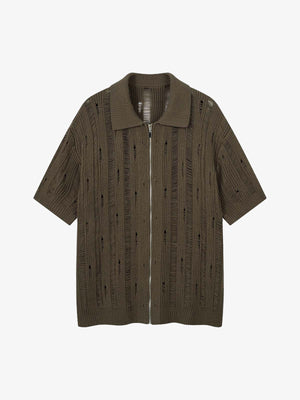 Cleanfit Black Knit Zip-Up Short-Sleeve Shirt - thumbnail 7