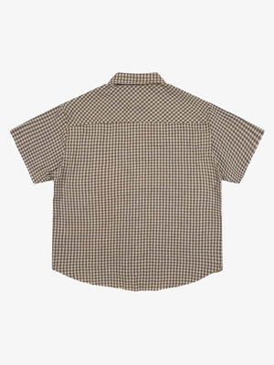 Wendehemd Braun Gingham mit Abstract-Print – Gingham-Seite, Rückansicht | XoKool